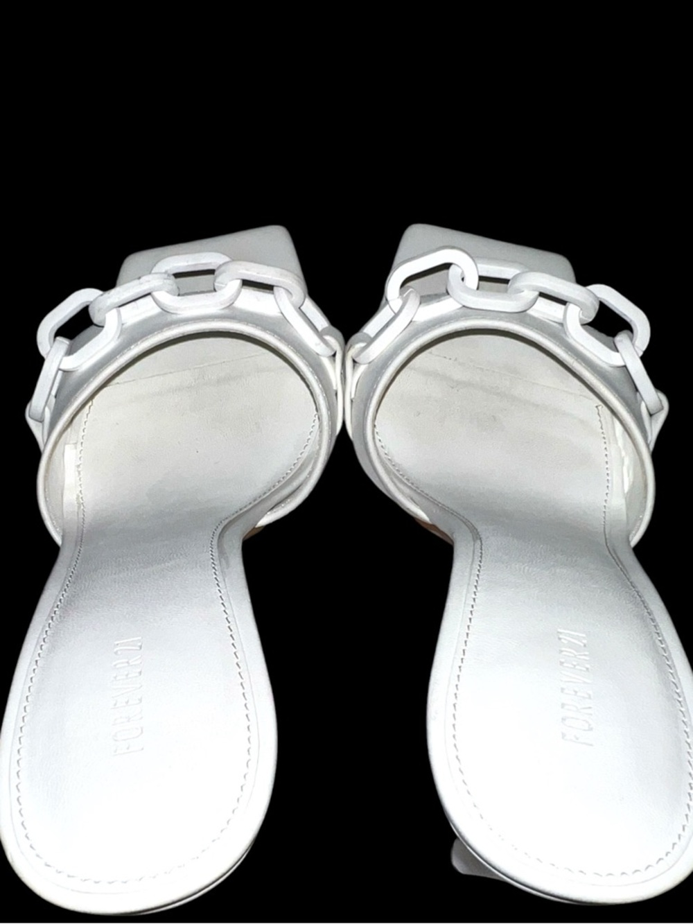 Forever 21 White Chain-Trim High Heel Slide Mules - Picture 5 of 12